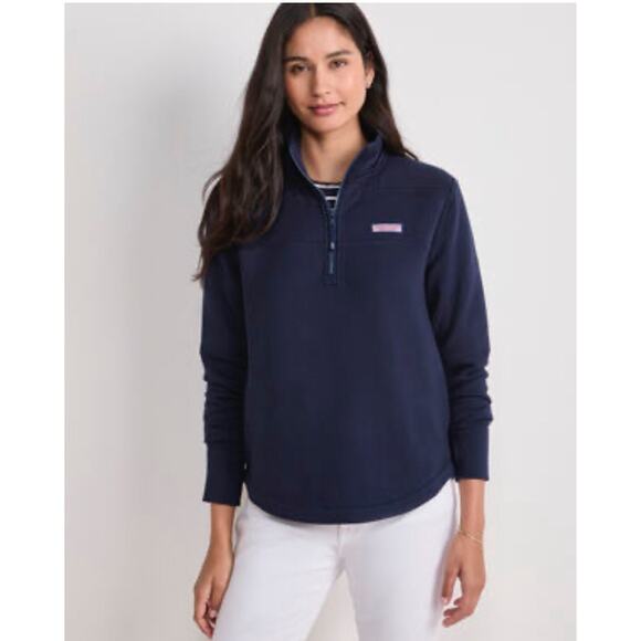 Vineyard Vines Navy Dreamcloth Sheep 1/4 Zip Fleece Pullover Sz M - Picture 1 of 9